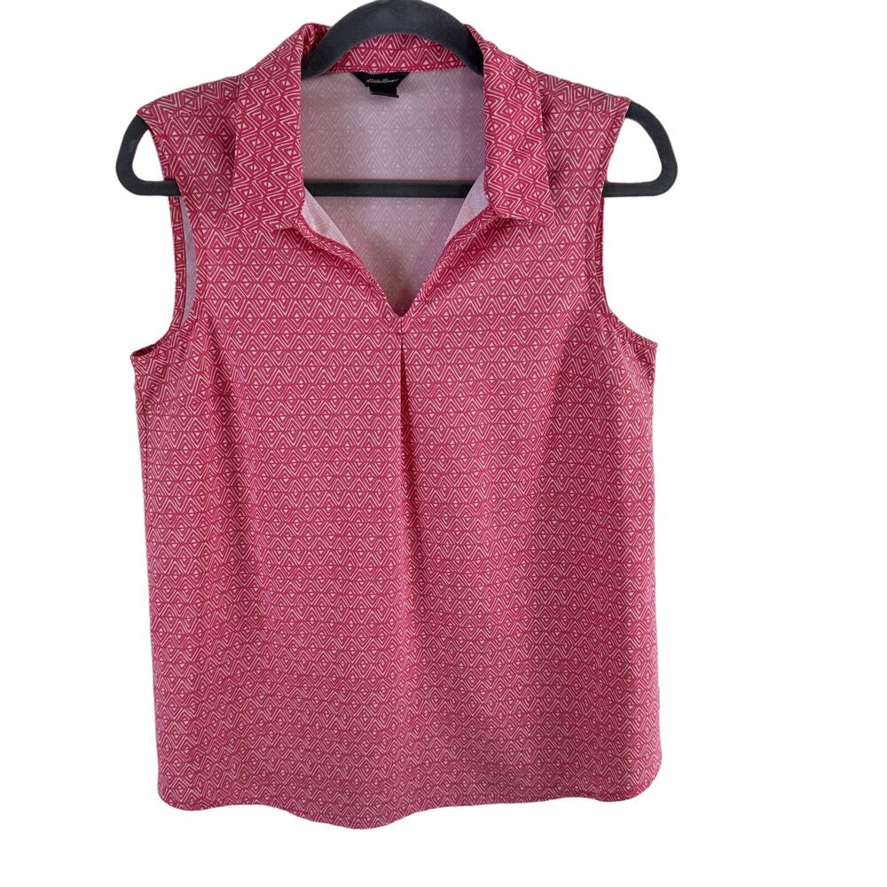 Eddie Bauer Pink White Lightweight‎ Sleeveless Collared Pullover Polo Size XS